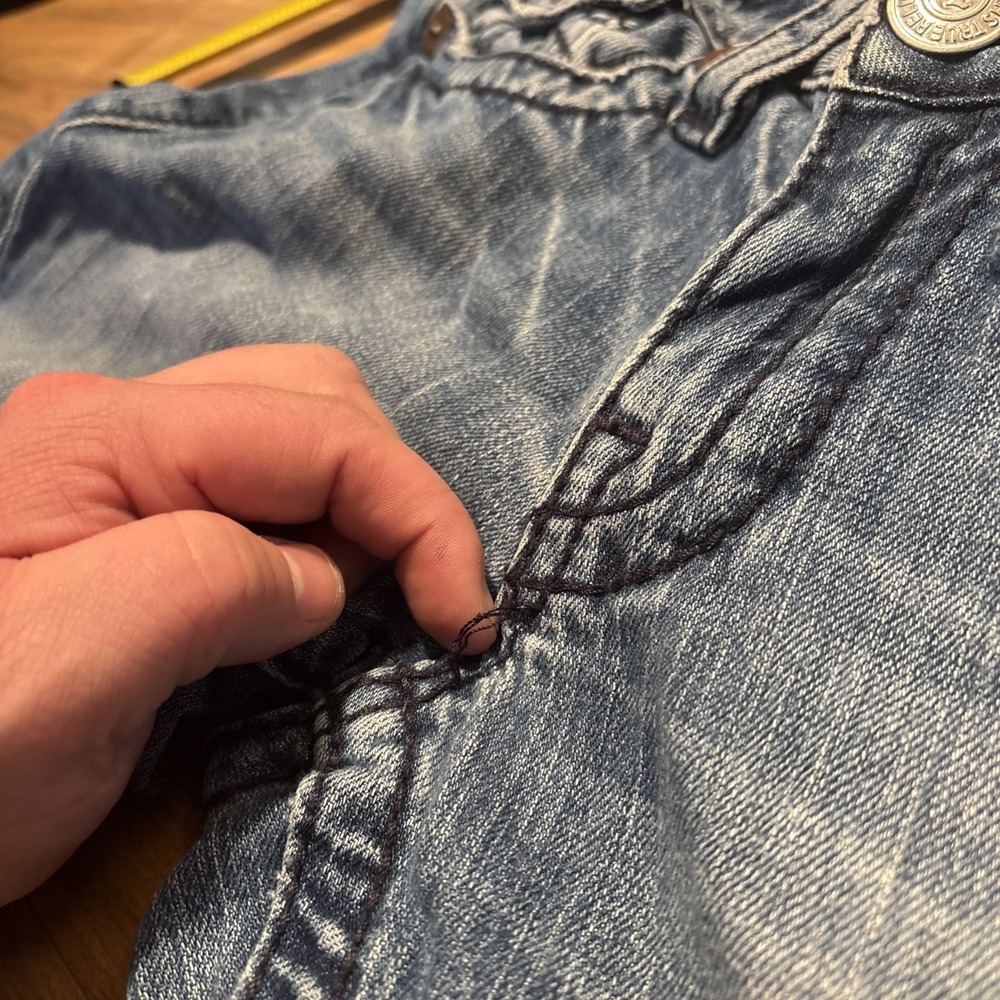 True Religion Joey Big T Blue Flared Jeans Made in USA Size 28 65-503MBT - Picture 9 of 10